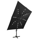 vidaXL Parasol déporté avec mât et lumières LED Noir 300 cm