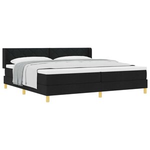 vidaXL Lit à ressorts avec matelas Noir 200 x 200 cm Polyester