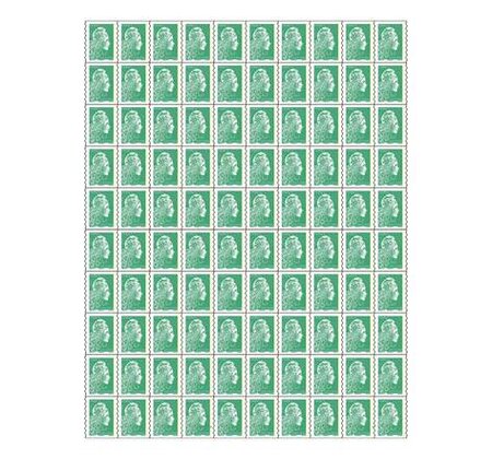 Feuille 100 timbres Marianne l'engagée - Lettre verte - Vert