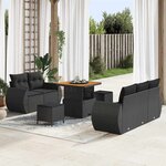 vidaXL Ensemble de canapé de jardin 8 Pièces Noir polyrotin