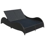 vidaXL Chaise longue double avec coussin Résine tressée Noir