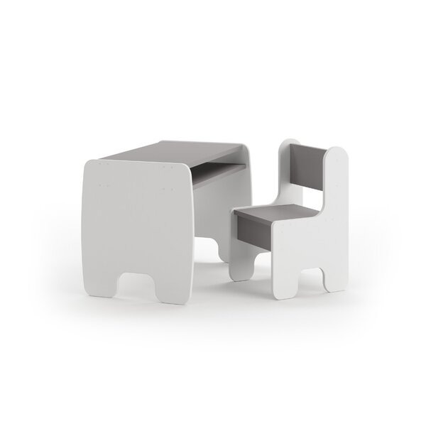 Ensemble table et une chaise enfant - blanc et gris