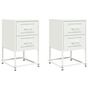 vidaXL Tables de chevet 2 Pièces blanc 36x39x60 5 cm acier