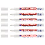 Marqueur Craie Liquide 4095 Ardoises et Fenêtres Blanc Pointe Ronde 2-3 mm x 6 EDDING