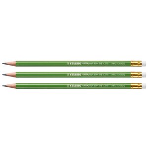 Lot de 3 Crayons Graphite bout gomme HB STABILO