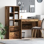 vidaXL Bureau avec rangement vieux bois en bois d'ingénierie