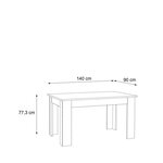 PILVI Table a manger - Blanc et béton gris clair - L 140 x I90 x H 75 cm