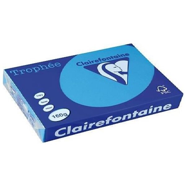 Ramette 250 Feuilles Papier 160g A4 210x297 mm Bleu turquoise TROPHÉE