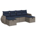 vidaXL Salon de jardin 6 Pièces avec coussins gris résine tressée