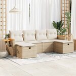 vidaXL Salon de jardin avec coussins 6 Pièces beige résine tressée