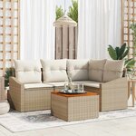 vidaXL Ensemble de canapé de jardin 5 Pièces Beige  blanc