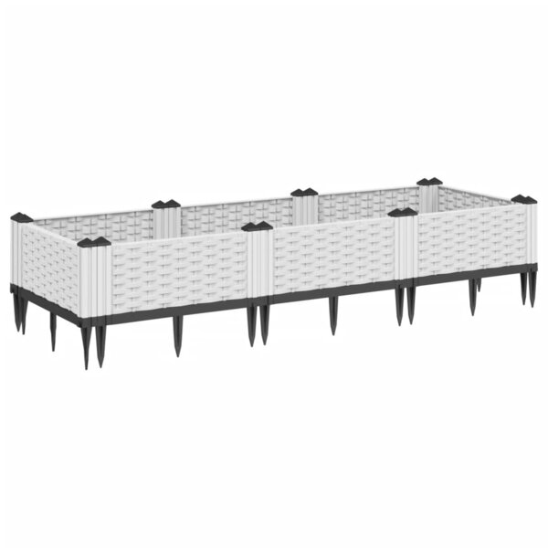 vidaXL Jardinière avec piquets blanc 125x40x28 5 cm PP