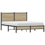 vidaXL Cadre de lit en métal sans matelas chêne sonoma 137x190 cm