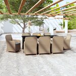 vidaXL Ensemble à manger de jardin avec coussins 9 Pièces marron