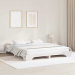 vidaXL Cadre de lit Blanc 207 x 207 x 17 cm Bois massif en pin