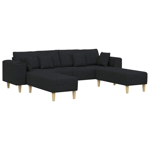 vidaXL Canapé 3 pc Noir tissu