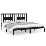 vidaXL Cadre de lit sans matelas noir bois massif 200x200 cm