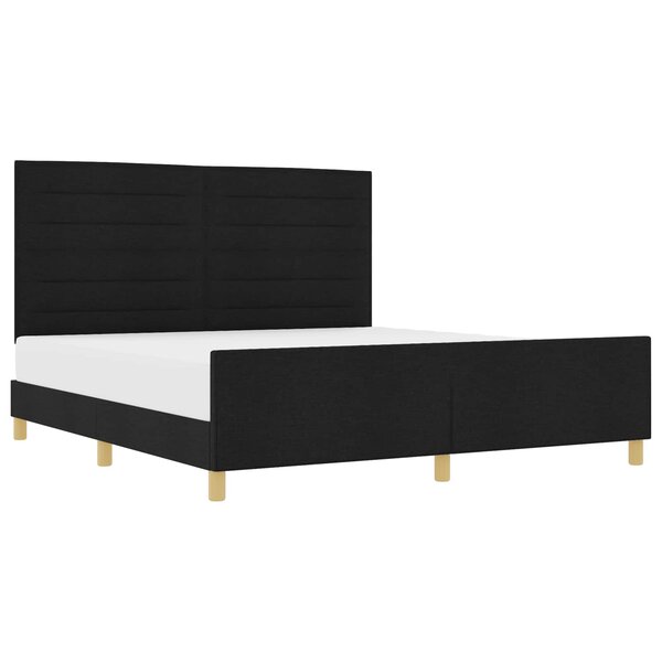 vidaXL Cadre de lit avec tête de lit Noir 180 x 200 cm tissu