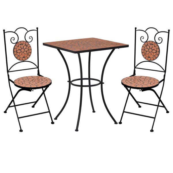 vidaXL Ensemble de bistro 3 Pièces mosaïque Carreau céramique Terre cuite