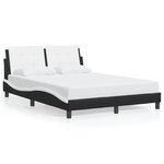 vidaXL Cadre de lit avec lumières LED noir blanc 140x200 cm similicuir