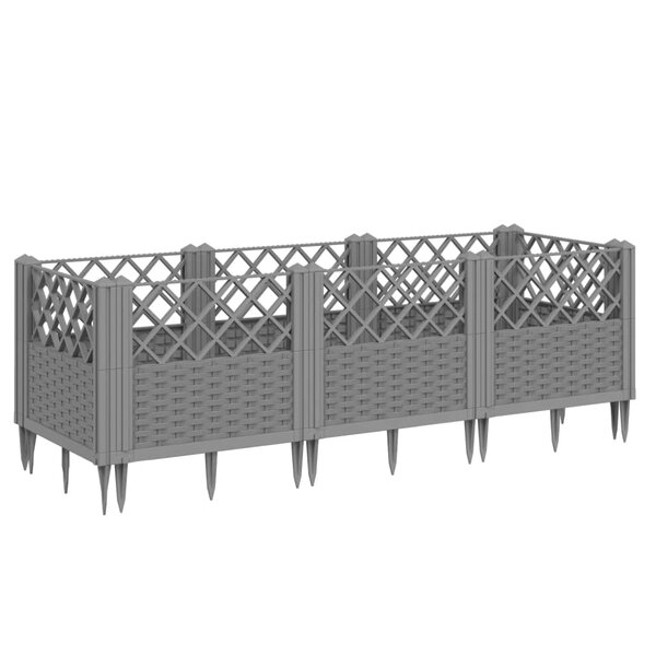 vidaXL Jardinière avec piquets gris clair 123 5x43 5x43 5 cm PP