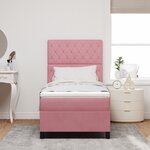 Lit à ressort vidaXL avec matelas et LED rose 90x200 cm en velours