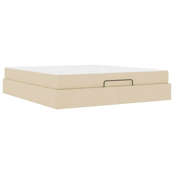 vidaXL Cadre de lit avec stockage Crème 180 x 200 cm tissu