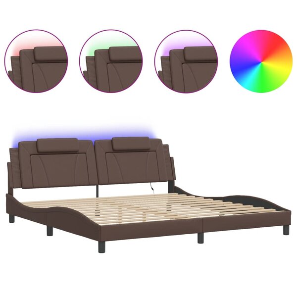 vidaXL Cadre de lit Viana avec LED sans matelas marron 200x200 cm