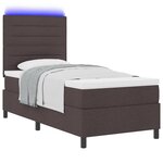 vidaXL Lit à sommier avec matelas & LED marron foncé 80x200 cm tissu