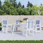 vidaXL Coussins de chaise à dossier bas lot de 4 rayures bleu et blanc