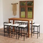 vidaXL Ensemble de bar de jardin avec coussins 9 Pièces Noir