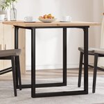vidaXL Table à manger cadre en O 90x90x75 5cm bois de pin massif acier