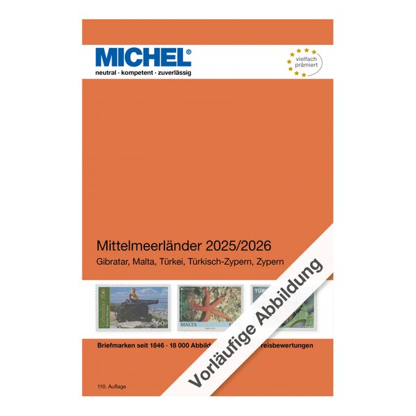 Catalogue de cotation Michel timbres de pays méditerranéennes 2025-2026.