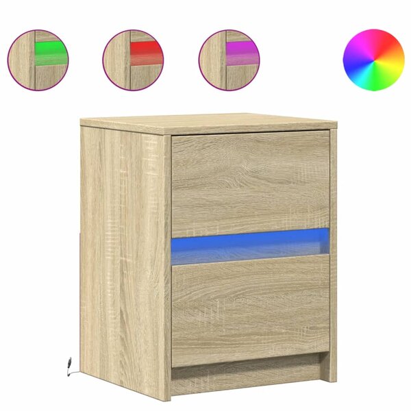 vidaXL Armoire de chevet avec lumières LED chêne sonoma