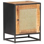 vidaXL Table de chevet 40x30x50 cm Bois de manguier et canne naturelle