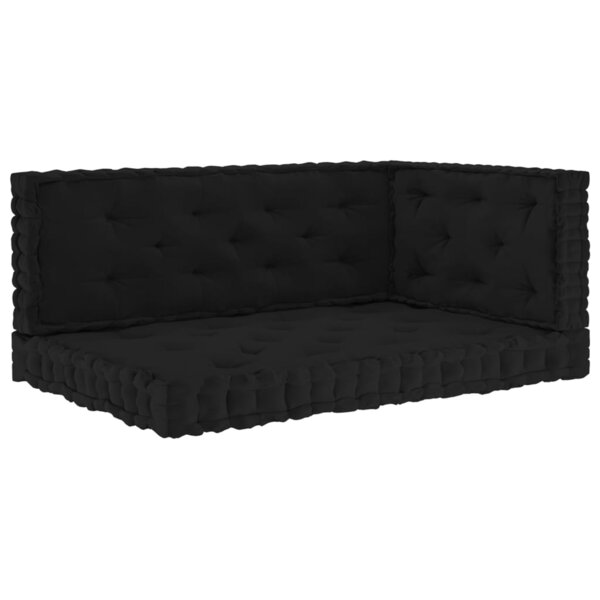 vidaXL Coussins de plancher de palette 3 Pièces Noir Coton