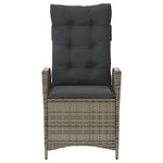 vidaXL Chaise inclinable de jardin avec coussins gris résine tressée