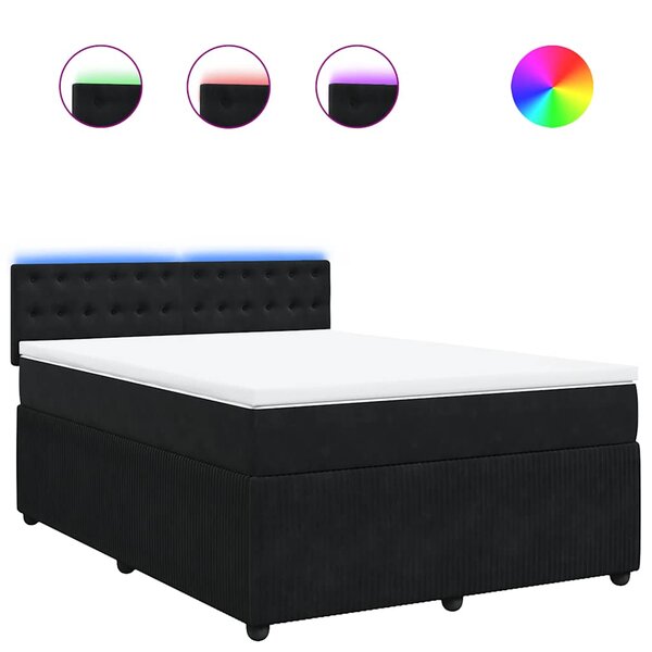 vidaXL Sommier à lattes de lit et matelas Noir 160x200 cm Velours
