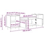 vidaXL Meuble TV Chêne artisanal 160 x 35 x 55 cm Bois d'ingénierie