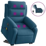 vidaXL Fauteuil inclinable de massage électrique bleu velours