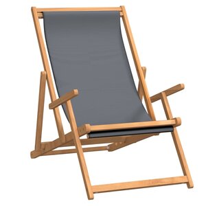 vidaXL Chaise de plage pliable Bois de teck solide Gris
