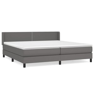 vidaXL Sommier à lattes de lit avec matelas Gris 200x200 cm Similicuir
