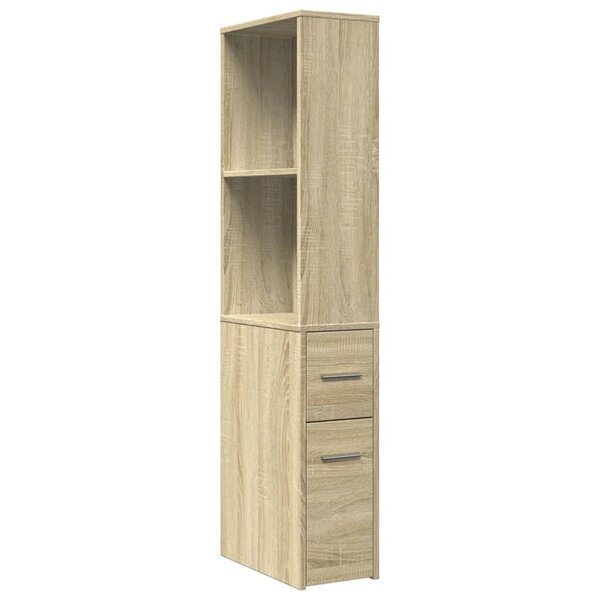 vidaXL Armoire de salle de bain étroite avec roulettes chêne sonoma