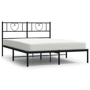 vidaXL Cadre de lit métal sans matelas et tête de lit noir 160x200 cm