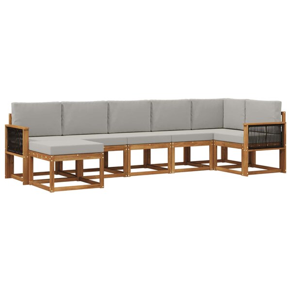 vidaXL Ensemble de canapés d'extérieur 7 pc Naturel et gris clair