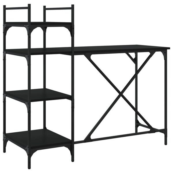 Bureau table poste de travail meuble d'ordinateur informatique étude d'ordinateur avec étagères 120 x 47 x 109 cm noir 02_0023707