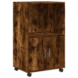 vidaXL Armoire à roulettes chêne fumé 55x40x91 cm bois d'ingénierie