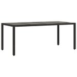 vidaXL Table de jardin dessus en verre Noir 190x90x75cm Résine tressée