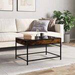 vidaXL Table basse avec LED infini chêne fumé 70x50x41 cm