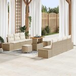 vidaXL Ensemble de canapé de jardin avec coussin 10 Pièces Beige et crème